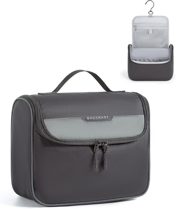 BAGSMART Travel Toiletry Bag for Men, Hanging Toiletry Bag for Mens Traveling, Outdoor Activities, Bathroom Shaving, Travel Essentials Dopp Kit Organizer 360 Swivel Hook Water Resistant, Black - Image 7