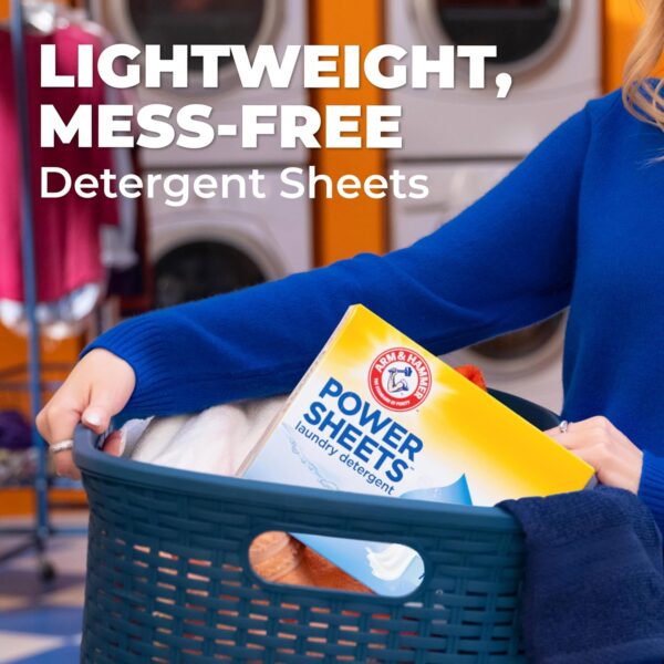 Arm & Hammer Power Sheets Laundry Detergent, Fresh Linen 50ct, up to 100 Small Loads (Packaging may vary) - Image 5