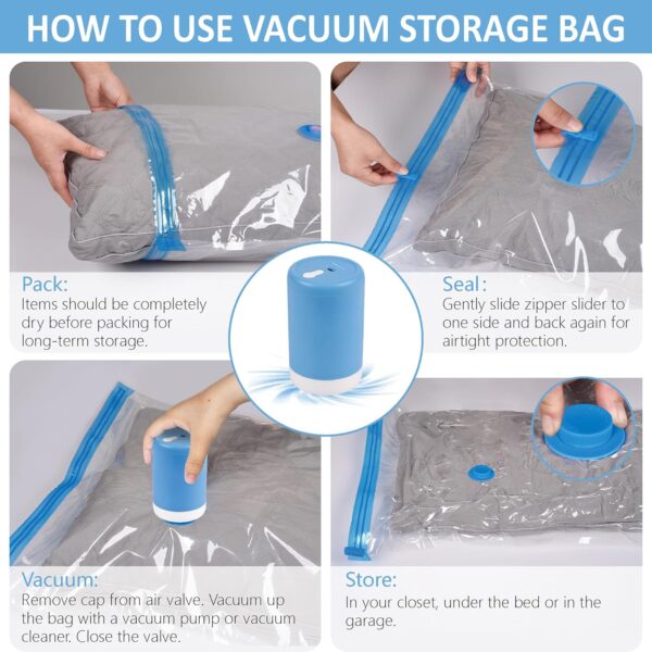12 Pack Travel Vacuum Storage Bags with Portable Electric Pump, Vacuum Seal Space Saver Bags for Clothing, Vacuum Travel Bags for Luggage - Image 7