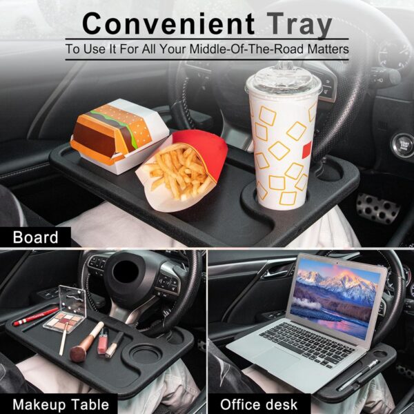 JUSTTOP Car Steering Wheel Desk for Laptop,Multipurpose Travel Car Accessories, Car Seat Stand Trays for Eating, Steering Wheel Under Table Console(Black) - Image 5