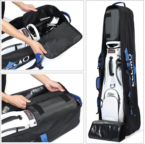 ZEEMO Golf Travel Bag, Full-Open Protective&Wheeled Airline-Approved Case for Clubs, Cart&StandBag, Soft-Sided Waterproof Cover Made of Heavy Duty Oxford - Image 3
