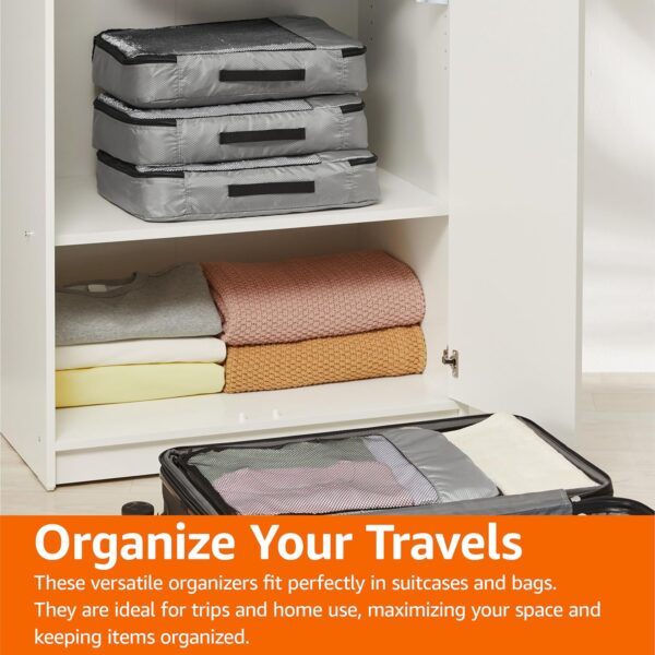 Amazon Basics Large Packing Cubes for Travel, Packing Organizers, 4-Piece-Set With Double Zipper Pulls and Mesh Top Panel, 100% Durable Polyester, Gray, 17.5"L x 12.8"W x 3.3"H - Image 7