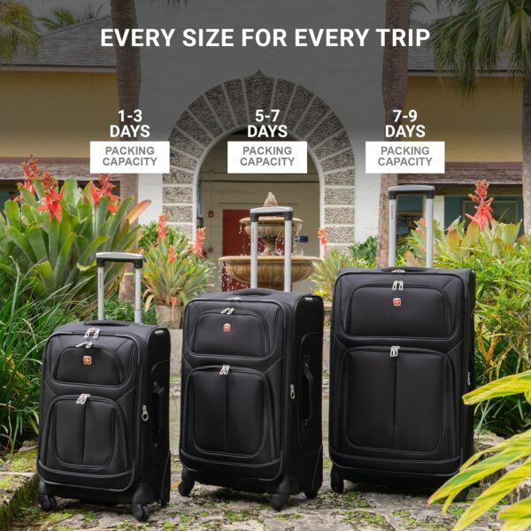 SwissGear Sion Softside Expandable Luggage, Black, Checked-Medium 25-Inch - Image 5
