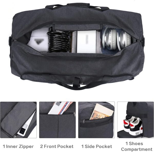 100L Travel Duffle Bag for Men, Urtala 32” Large Duffle Bag for Traveling with Shoe Compartment, Foldable Travel Duffel Bag Weekender Bag Gym Bag for Men Women Waterproof & Tear Resistant (Black) - Image 3