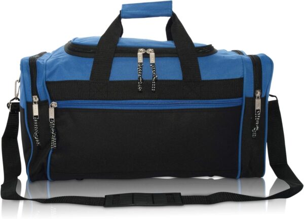 DALIX 21" Blank Sports Duffle Bag Gym Bag Travel Duffel with Adjustable Strap in Royal Blue - Image 2