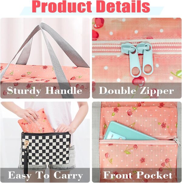 Travel Bag Foldable Luggage Bag Spirit Airlines Personal Item Bag Sports Gym Bag Weekender Overnight Bag Travel Duffel for Women (Pink Cherry) - Image 5