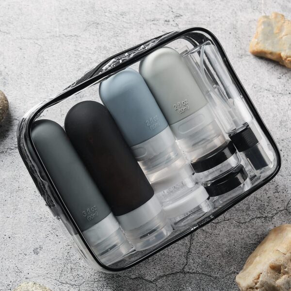 16 Pack Travel Bottles Set - TSA Approved Leak Proof Silicone Squeezable Containers for Toiletries, Conditioner, Shampoo, Lotion & Body Wash Accessories (16 pcs/Black Pack) - Image 4