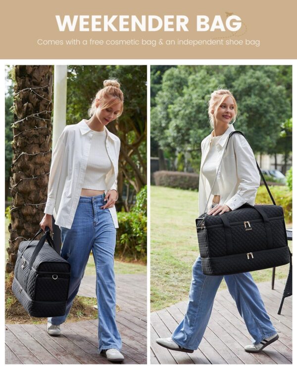LOVEVOOK Large Travel Duffle Bag, Weekender Bags for Women With Shoe Compartment, Overnight Hospital Bag For Women Labor Delivery, Carry on Bag Personal Item Travel Bag, Yoga Gym Duffel Bag - Image 2