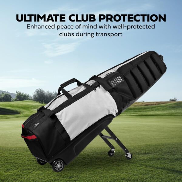 Sun Mountain ClubGlider Meridian - Prestigious Golf Bag with Wheels for Ultimate Convenience - Heavy Duty Golf Travel Bag with Dense Foam Padding for Protection and Spacious Storage - Black-White-Red - Image 4