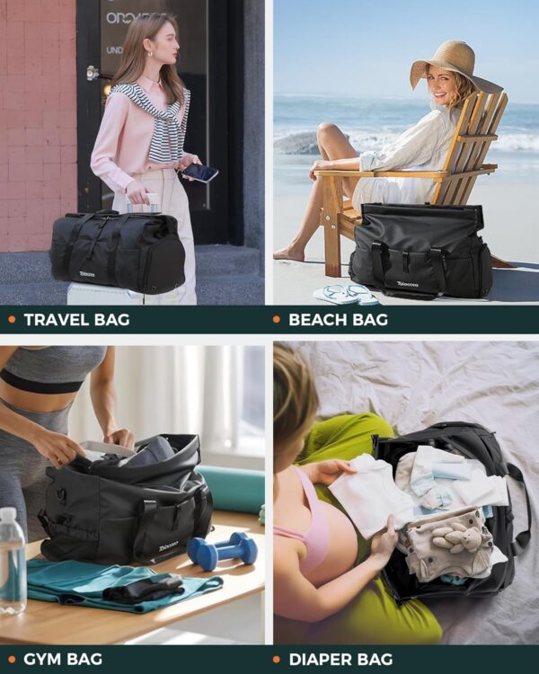 Tolaccea Gym Duffel Bag, Travel Bags Foldable Sports Duffle with Shoe Compartment & Wet Pocket, Lightweight & Water-Resistant, Perfect for Workout, Weekender Overnight & Carry-On Expandable - Image 8