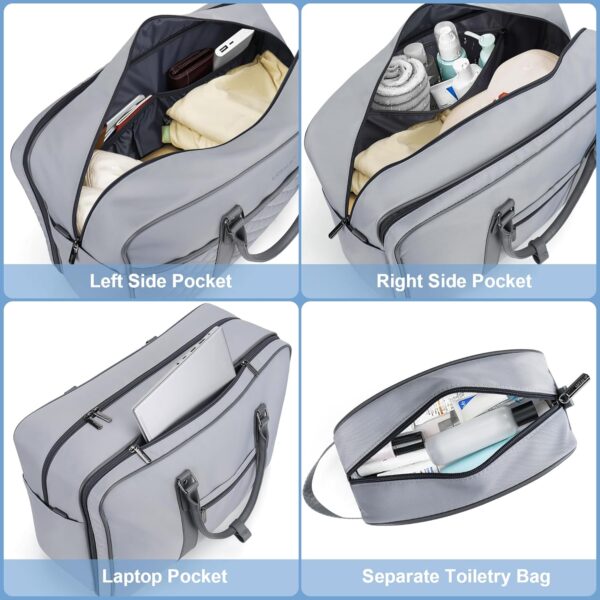 Travel Duffle Bag for Men, Weekender Bag for Women with Toiletry Bags, Carry On Overnight Bags with 17.3 inch Laptop Pouch - Image 4