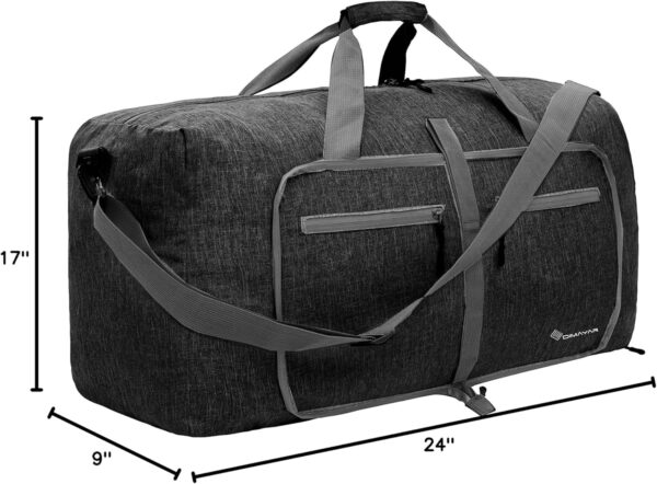Dimayar 65L Travel Duffle Bag for Men Women - Foldable Duffel Bag with Shoes Compartment - Overnight Bags Waterproof & Tear Resistant(Black) - Image 8