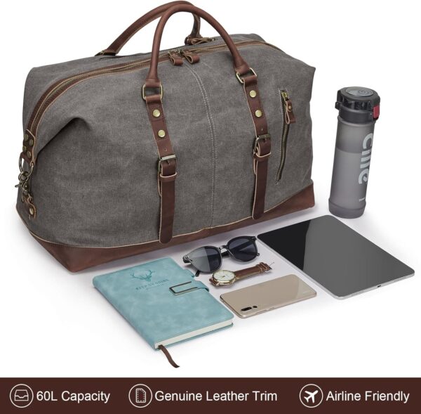 S-ZONE Duffle Bag for Travel Canvas Duffel Bag Carry on Weekender Bag for Men - Image 3