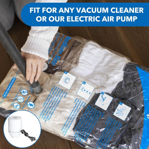 Vacuum Storage Bags with Electric Air Pump 8 Combo (2 Jumbo/2 Large/2 Medium/2 Small), Travel Vacuum Bags For Luggage, Airtight Compression Bags for Clothes, Pillows, Comforters, Blankets, Bedding - Image 5