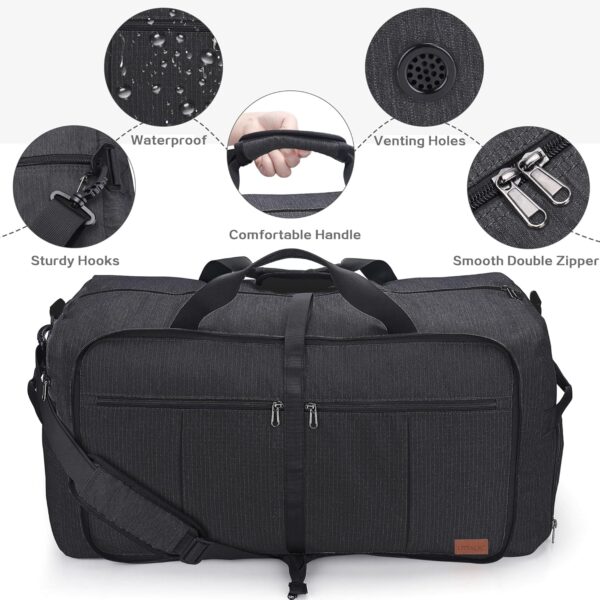 100L Travel Duffle Bag for Men, Urtala 32” Large Duffle Bag for Traveling with Shoe Compartment, Foldable Travel Duffel Bag Weekender Bag Gym Bag for Men Women Waterproof & Tear Resistant (Black) - Image 4