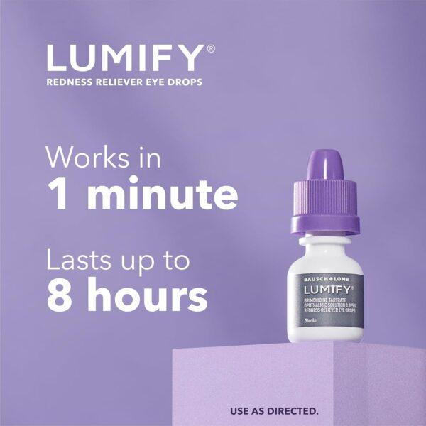 LUMIFY Redness Reliever Eye Drops, For Whiter & Brighter Looking Eyes, 0.08 Fl Oz (2.5 mL) - Image 3