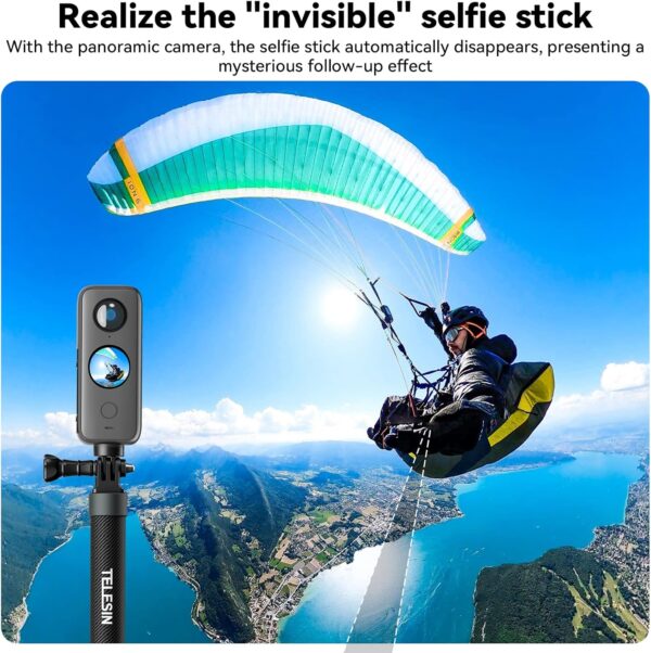 TELESIN G3 Invisible Selfie Stick for GoPro Insta360 (120cm/47.2"), Waterproof Carbon Fiber Extension Pole for GoPro 13 12 11 10 9 8 Insta 360 X3 X4 Go 3 Ace Pro 2 DJI Action 3 4 5 Osmo Pocket 3 - Image 2