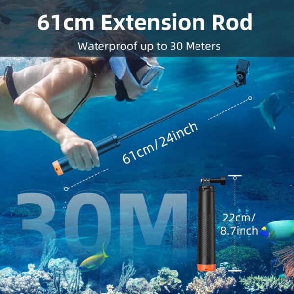 Waterproof Selfie Stick Floating Hand Grip Floating Tripod Stand Extendable Monopod Compatible with GoPro Hero 13/12/11/10/9/8/DJI OSMO Action 5 Pro/4/3/Insta360 Ace Pro/Ace and Most Action Camera - Image 3