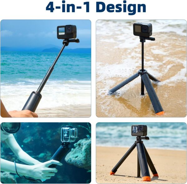 Waterproof Selfie Stick Floating Hand Grip Floating Tripod Stand Extendable Monopod Compatible with GoPro Hero 13/12/11/10/9/8/DJI OSMO Action 5 Pro/4/3/Insta360 Ace Pro/Ace and Most Action Camera - Image 4