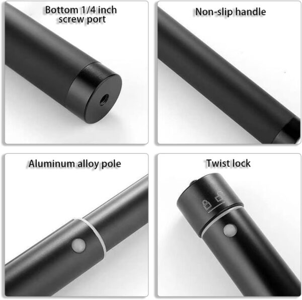 15-66.2 inch Invisible Selfie Stick,1/4" Extended Monopod Pole Compatible with GoPro Hero 13 12 11 10 9 8 7 Insta360 AKASO EK7000 Brave 4 Brave 7 LE DJI Osmo Action and More,Black ﻿ - Image 3
