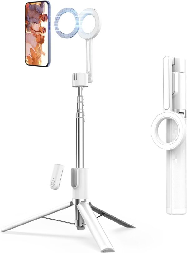 vimitty Magnetic Selfie Stick Tripod with Remote,54" Phone Tripod Compatible with MagSafe,Fit for iPhone 12/13/14/15 Series,Magsafe Case and Other Phones with Metal Ring - Image 8