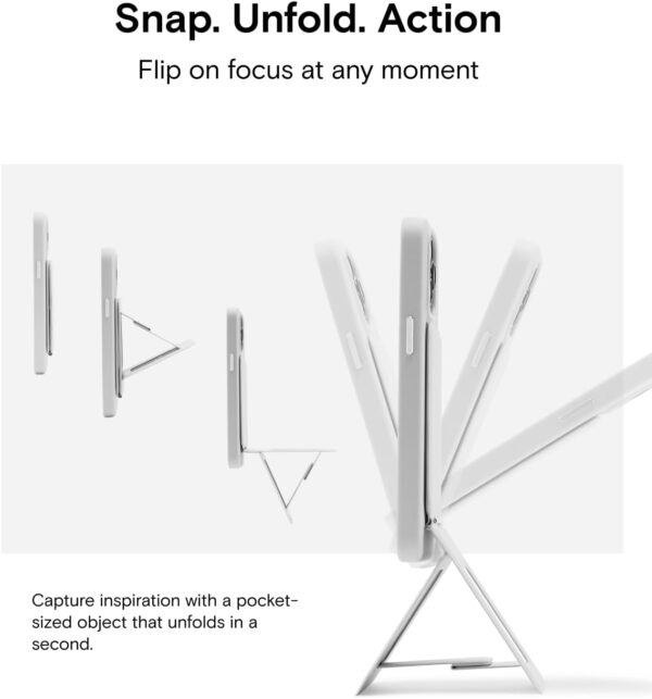 MOFT Phone Tripod Stand Compatible with iPhone 16/15/14/13/12 Series, Angle Adjustment & Strong Magnets MOVAS Vegan Leather Invisible Selfie Stick Tripod, Jet Black (Without Card Slot) - Image 4