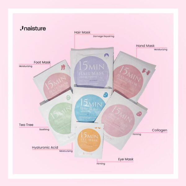 Spa Kit for Women-Korean Skincare Set Includes home spa essentials like a hair mask, hand and foot masks, eye mask, facial masks. Pamper yourself with 15 MIN PAMPER ME KIT by [NAISTURE] - Image 2