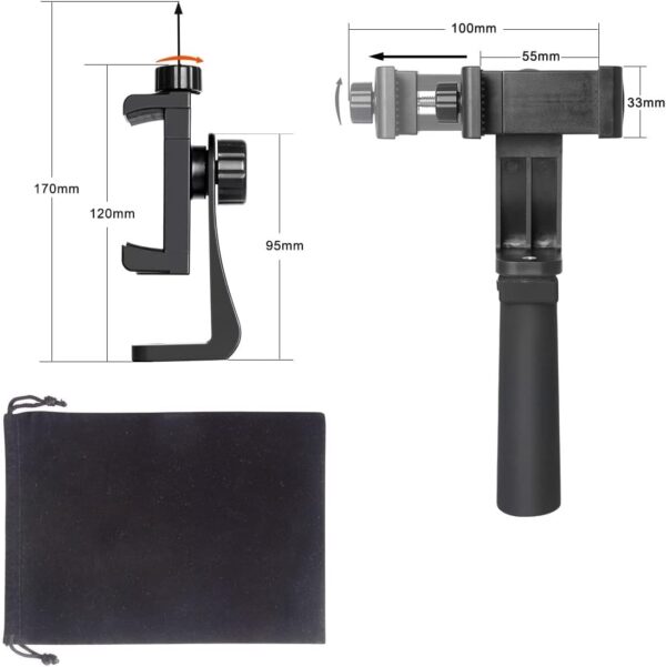 Ergonomic Anti-Falling Cell Phone Vlogging Hand Grip Stabilizer Smartphone Holder Rig Mount Video Kit w/Safety Strap Portable Selfie Stick for iPhone Samsung (Landscape+Portrait)-Mic/Light Adapter - Image 5