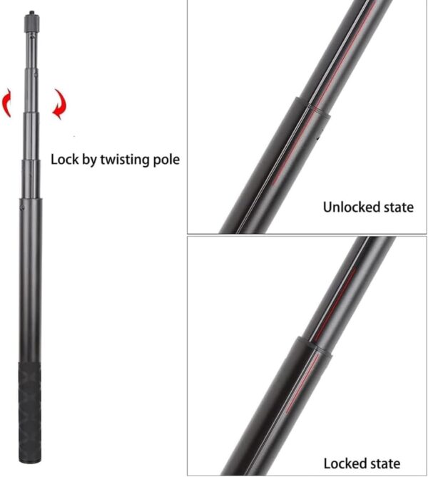 PellKing 155cm/61 Selfie Stick for Osmo Pocket 3 + Protective Cage Extension Adapter Frame, 14.5-61inches extendable Monopod for Osmo Pocket 3 Camera - Image 7