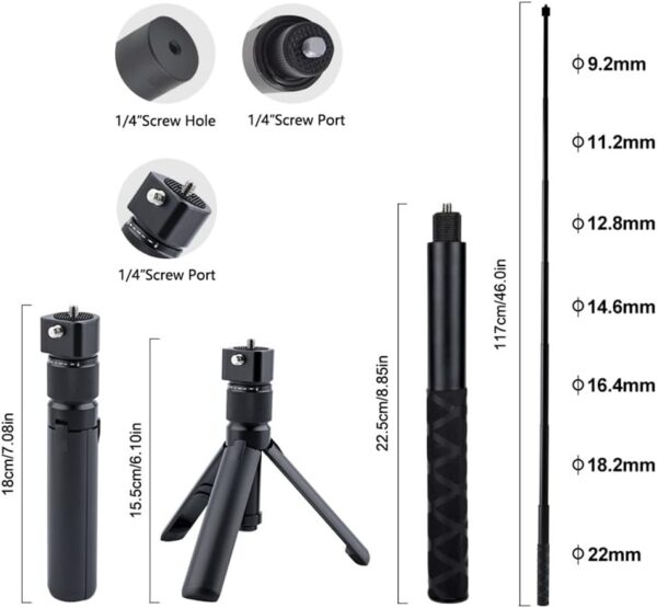 Bullet Time Bundle Handle Tripod Rotating Grip with Invisible Selfie Stick for Insta 360 x4/x3 DJI Pocket 3 Gopro UniversalAction Camera (47inches Set) - Image 2