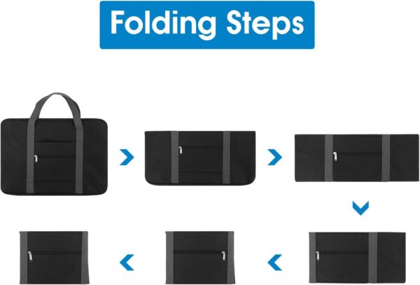 For United Airlines Foldable Carry on Bag 22x14x9 Travel Duffel Bag Packable luggage Duffle for Women and Men 40L (Black (With Shoulder Strap)) - Image 6