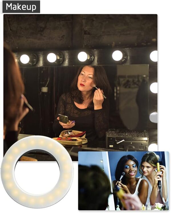 XINBAOHONG Selfie Ring Light Rechargeable Portable Clip-on Selfie Fill Light with 40 LED for Smart Phone Photography, Camera Video, Girl Makes up - Image 4