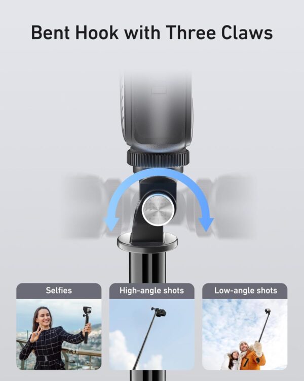 TELESIN 59" Selfie Stick for GoPro, Portable Extendable Vlog Selfie Stick for Go Pro Hero 13 12 11 10 9/Max/DJI OSMO/Insta 360 AKASO Cameras Handheld Selfie Stick Action Camera Accessories for Travel - Image 6