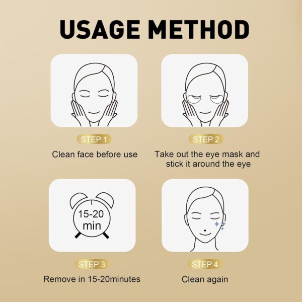 CHMI Under Eye Patches (50 Pairs) - 24K Gold Eye Patches for Puffy Eyes, Dark Circles, Eye Bags and Wrinkles, Collagen Skin Care Products, Beauty & Personal Care - Image 7