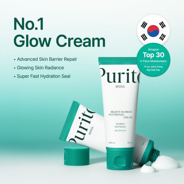 PURITO Mighty Bamboo Panthenol Cream, Glow Cream, Skin Barrier Repair, for All Skin Types, Daily Face Moisturizer, Glass skin, Vegan, Korean Skin Care 3.38fl.oz / 100ml - Image 2