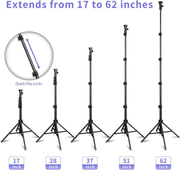 Fugetek 62" Selfie Stick Tripod for iPhone, Stable 4 Leg Design, Bluetooth Remote, Aluminum Stick & Legs, Lightweight, Portable All in One, Compatible with iPhone & Android, Non Skid Feet - Image 4