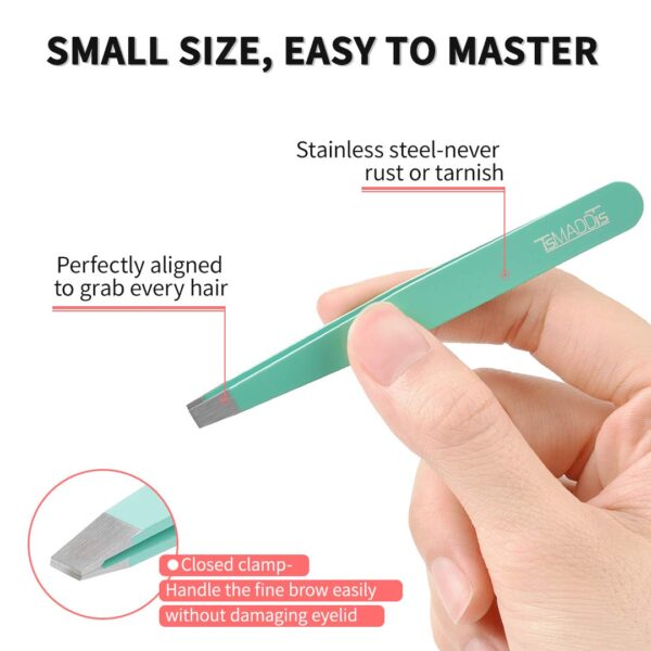 TsMADDTs 6 PCS Tweezers Set for Women, Eyebrow Tweezers with Curved Scissor for Ingrown Hair, Hair Plucking Daily Beauty Tools with Leather Travel Case - Image 4