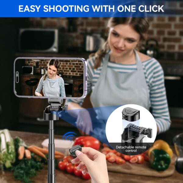 Magnetic Tripod for iPhone with Remote Control,4-in-1 Portable Selfie Stick with Extendable Stand,Phone Travel Tripod for iPhone 16 15 14 13 12 Pro Max Mini - Image 4