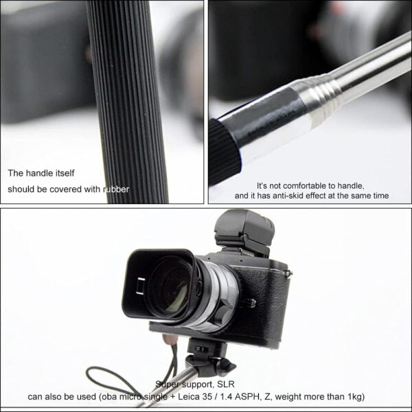 Portable 37 Inch Selfie Stick Phone Tripod Stand, Universal 360 Rotation Extendable Selfie Stick with Rubber Non Skid Feet Super Strong Support Compatible Smartphone & Camera (Black) - Image 3