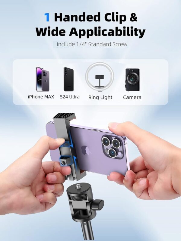 Kaiess 62" Tripod for iPhone, Selfie Stick Tripod & Phone Tripod Stand with Remote, Cell Phone Tripod for iPhone, Extendable Travel Tripod Compatible with iPhone 15/14/13 Pro Max/Android - Image 5