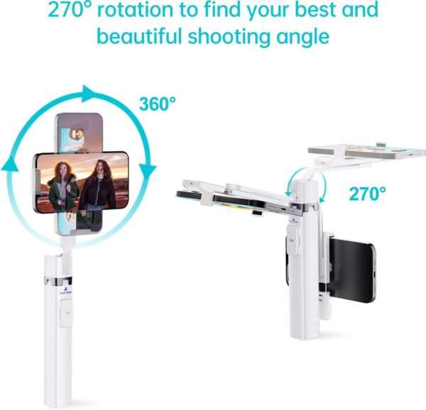 Ambertronix 40” Selfie Stick Tripod Quadrapod, Onboard Light, Wireless Bluetooth Remote, Extendable, Stainless Steel, 3 Light Modes, 9 Brightness Levels, Compatible with All iPhone & Android Devices - Image 5