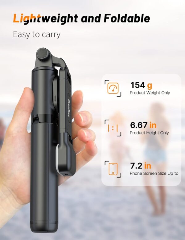 Selfie Stick with Fill Light, 40'' in Length Extendable Phone Tripod Stand with Remote Shutter Compatible with Gopro, iPhone/Samsung/Sony/Google - Image 9