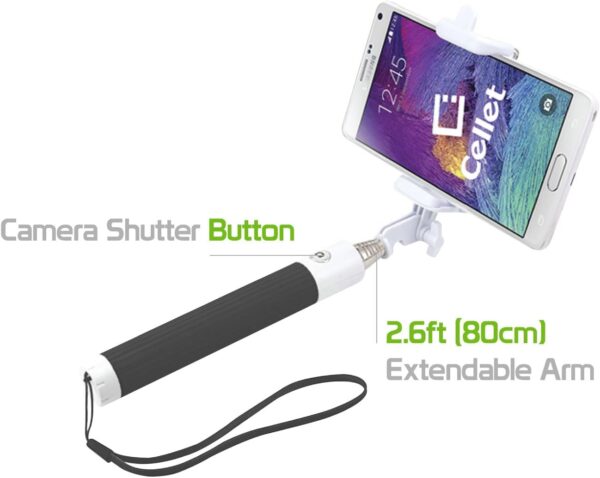 Self-Portrait Stick: Cellet Premium Selfie Stick Extendable and Adjustable Compatible to Apple iPhone 15, 15 Plus, 15 Pro, 15 Pro Max, Galaxy S24, S24+, S24 Ultra and More - Image 7