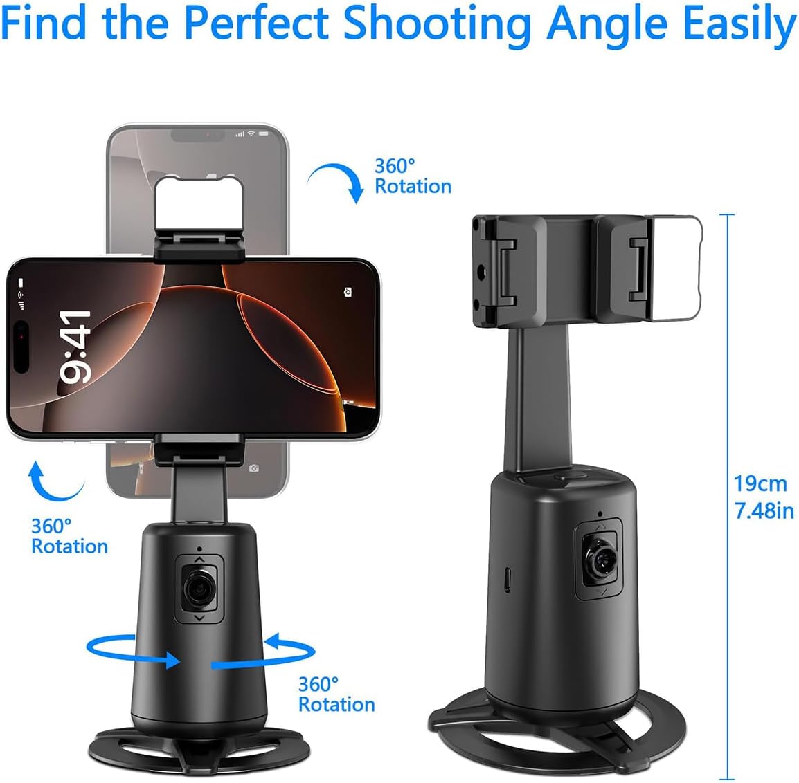 Auto Face Tracking Tripod 360° Rotation, 67" Tripod for iPhone Selfie Stick,Phone Tripod Stand Holder with Remote Gesture Control,No App, for Live Video Tiktok Live Vlog Streaming Video - Image 8