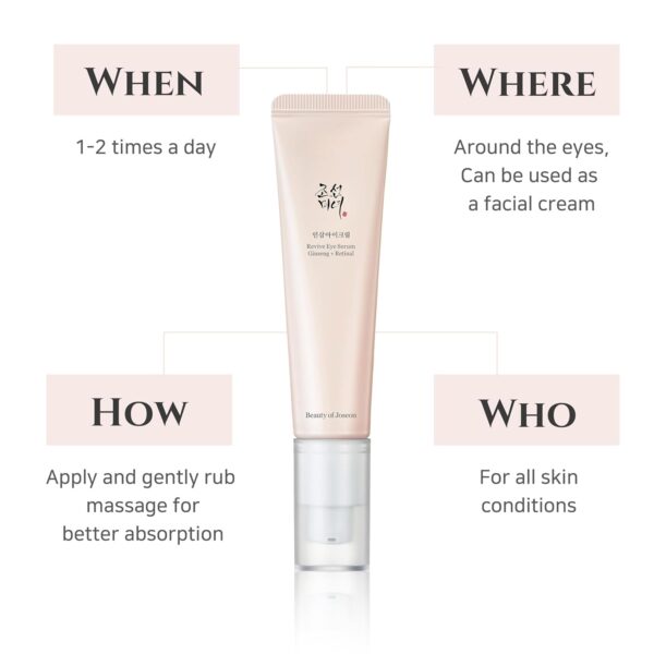 Beauty of Joseon Revive Eye Serum with Retinal Niacinamide Correction for Puffy Eye Bags Fine Lines Dark Circles Wrinkles, Korean Skin Care 30ml, 1 fl.oz, 2 Packs - Image 7