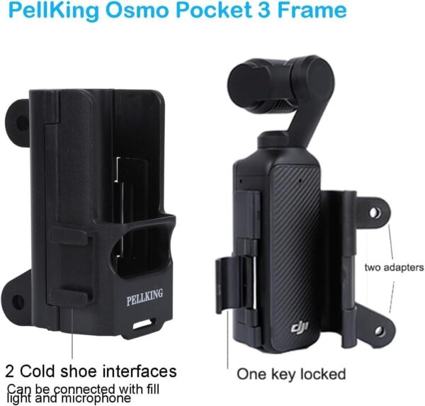 PellKing 155cm/61 Selfie Stick for Osmo Pocket 3 + Protective Cage Extension Adapter Frame, 14.5-61inches extendable Monopod for Osmo Pocket 3 Camera - Image 5