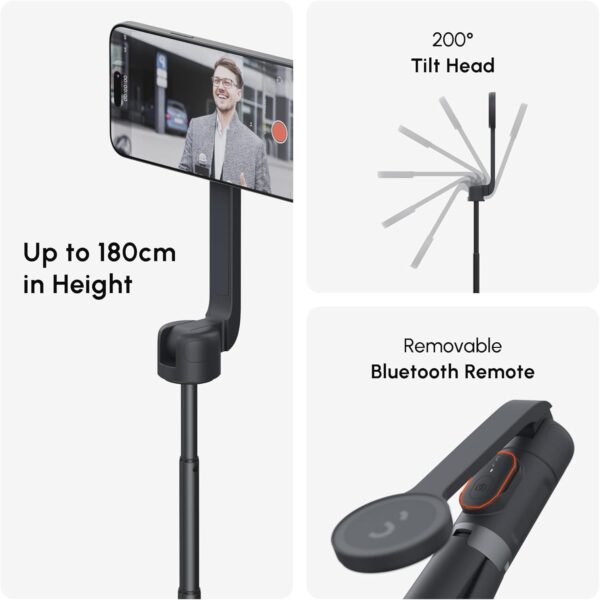 ShiftCam SnapStand Max – Magnetic Selfie Stick & Tripod – Compact, Foldable & Extendable with Tilt Head and Magnetic Bluetooth Remote (Stone, SnapStand Max) - Image 4