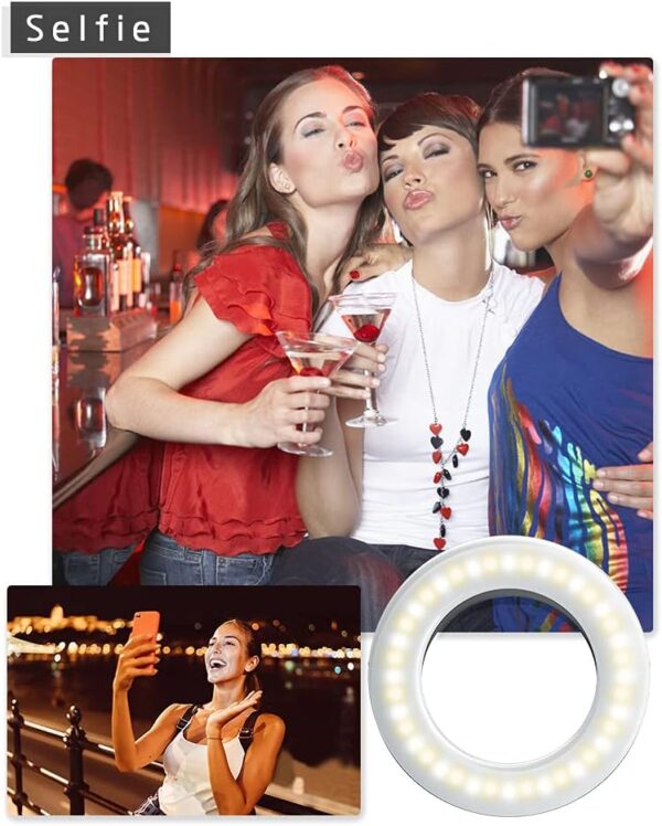 XINBAOHONG Selfie Ring Light Rechargeable Portable Clip-on Selfie Fill Light with 40 LED for Smart Phone Photography, Camera Video, Girl Makes up - Image 3