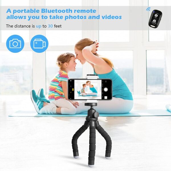 Ubeesize Phone Tripod, Portable and Flexible Tripods with Wireless Remote and Clip, Cell Phone Tripode Stand for Video Recording - Image 2