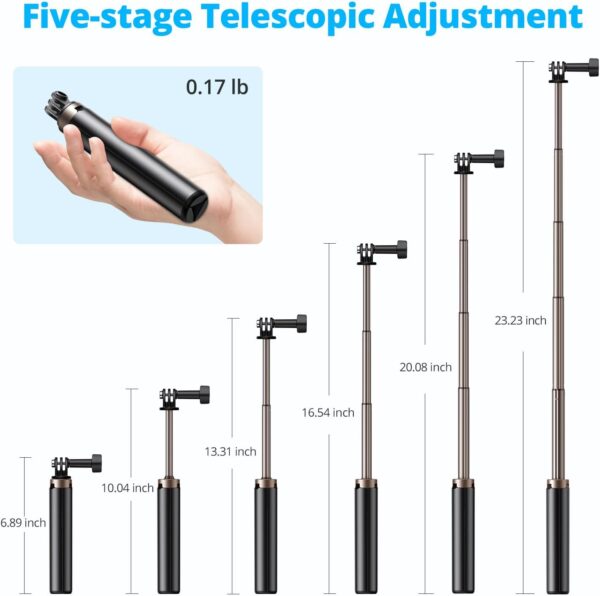 AKASO 60cm Selfie Stick Extendable Tripod Stand Compatible with AKASO, SJCAM, GoPro Hero 13/12/11/10/9/8/7/Max, DJI Osmo Action 5/4/3, and Other Action Cameras - Image 2